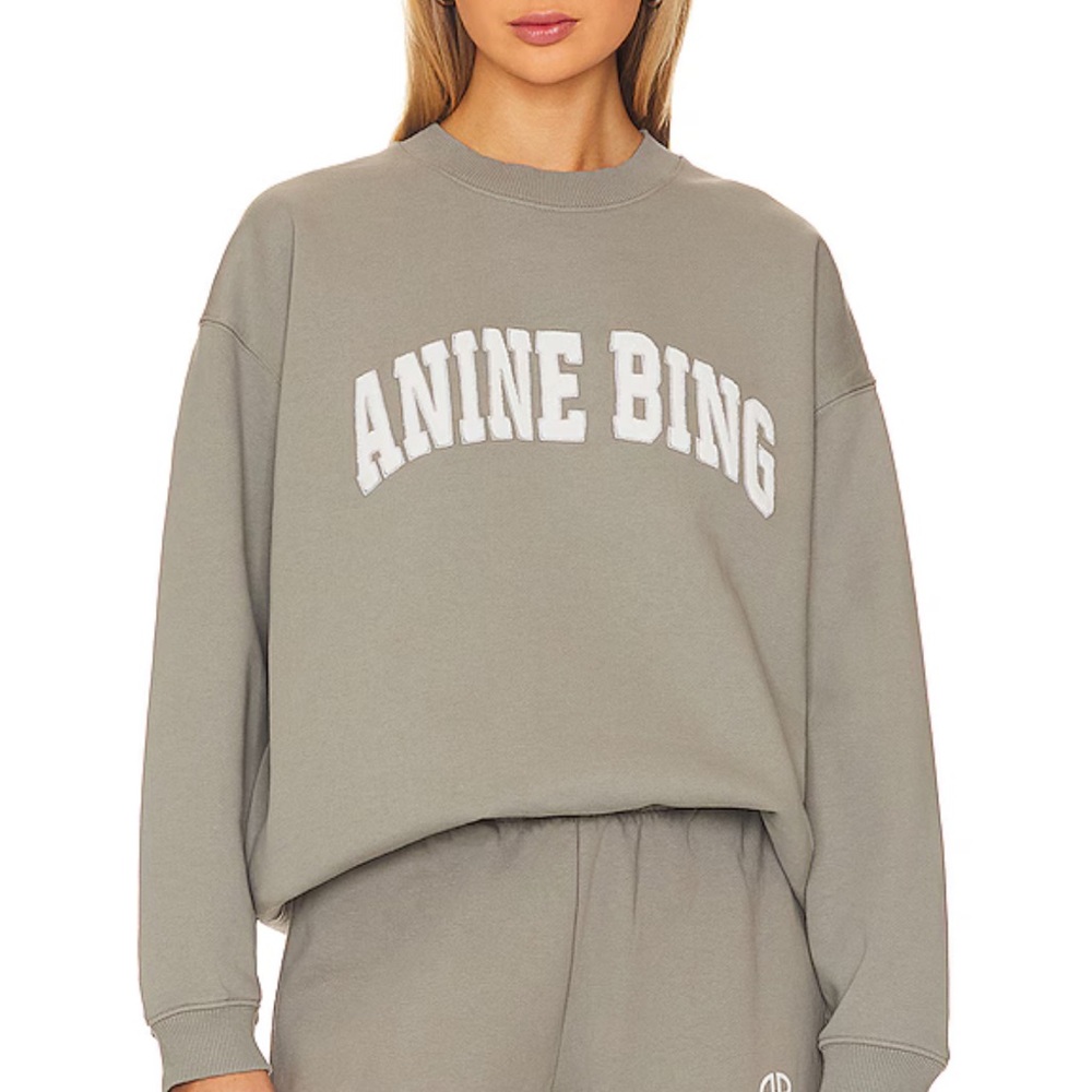 Anine Bing Gray Crew Neck Sweater Relaxed Fit